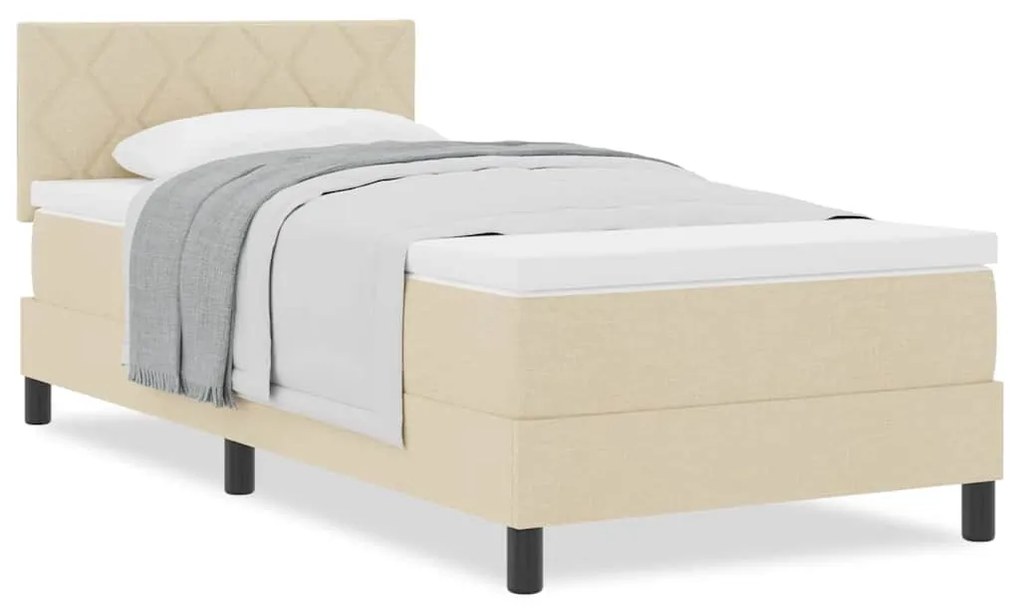 Cama Box Spring com Colchão Creme 90x200 cm Tecido