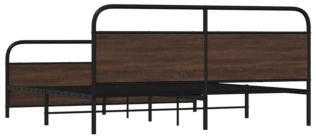 Estrutura cama sem colchão 200x200cm metal carvalho castanho
