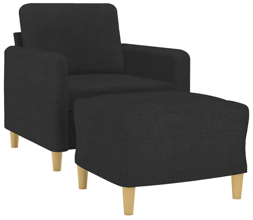 Poltrona com apoio de pés 60 cm tecido preto