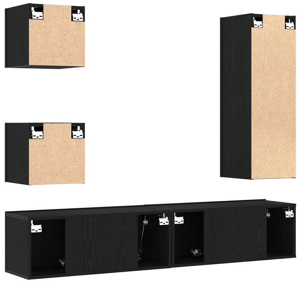 Conjunto de Armário de TV vidaXL 6 Peças Carvalho Preto Madeira Deriva