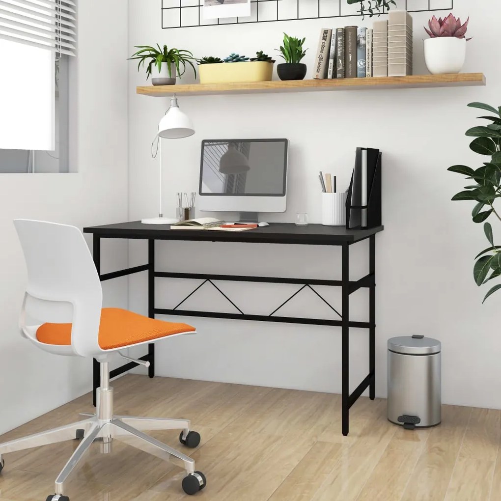 20538 vidaXL Secretária de computador 105x55x72 cm MDF e metal preto
