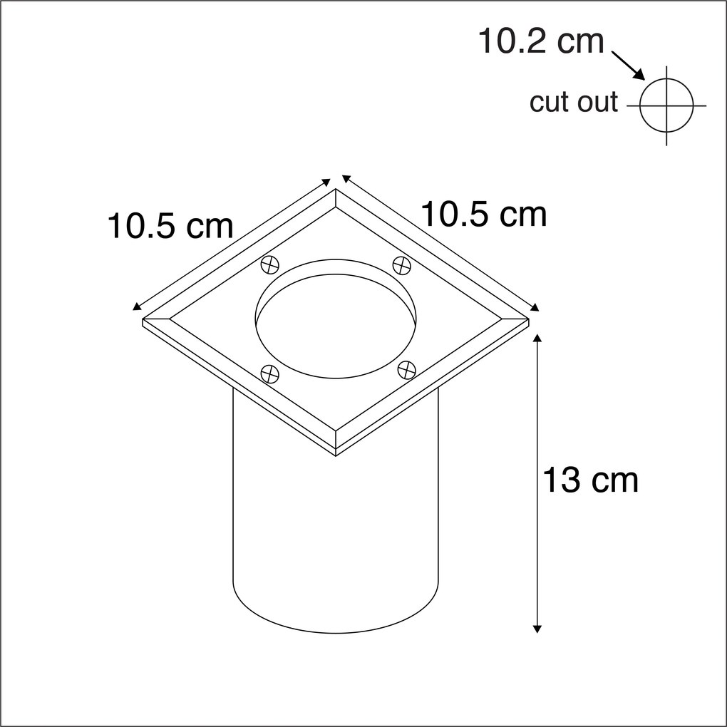 Conjunto de 5 Focos de Chão IP65 em Aço - Basic Square
