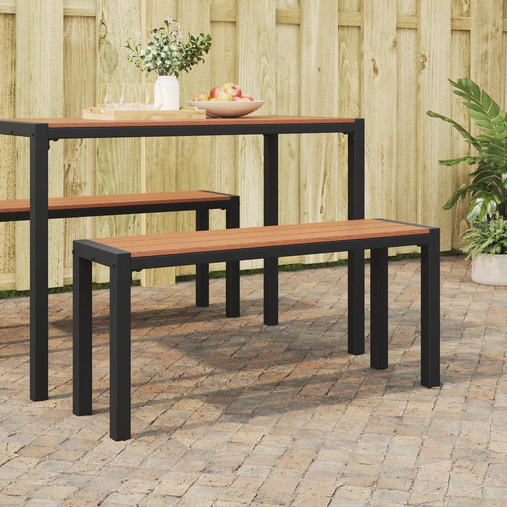 Banco de Jardim vidaXL 100 cm Aço e WPC Castanho e Preto