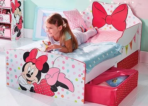 CAMA INFANTIL MINNIE COM COLCHÃO E ALMOFADA 145 cm x 77 cm x 65 cm