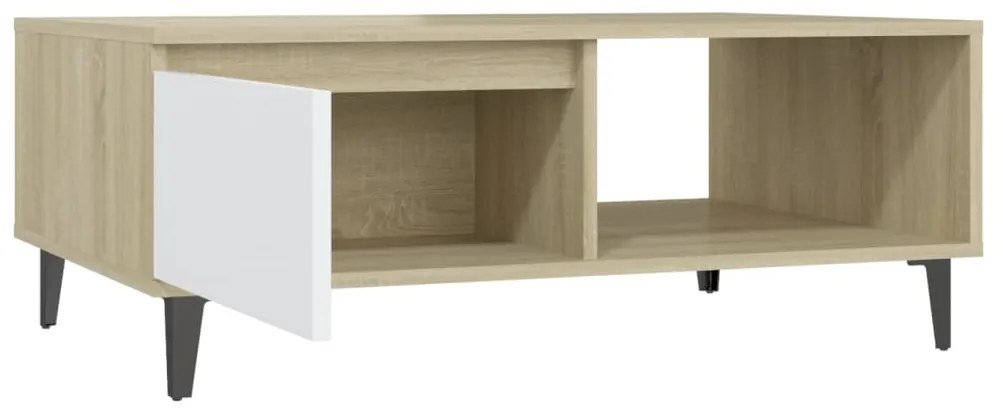 Mesa de centro 90x60x35 cm contraplacado branco/carvalho sonoma