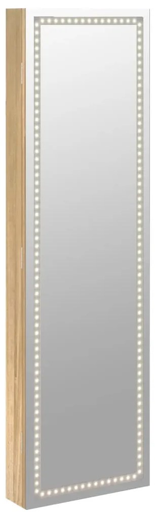 Móvel para joias de parede espelhado com luzes LED