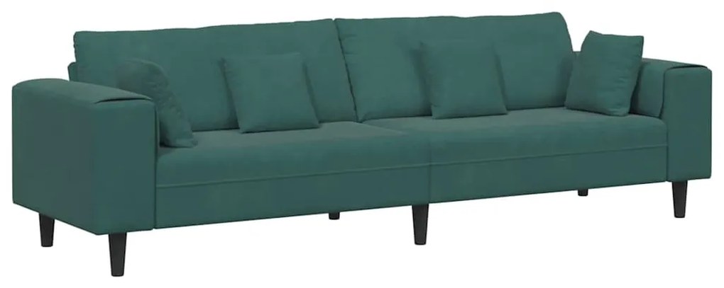 Sofá de Veludo com almofada com travesseiro Verde Escuro 208 cm Veludo