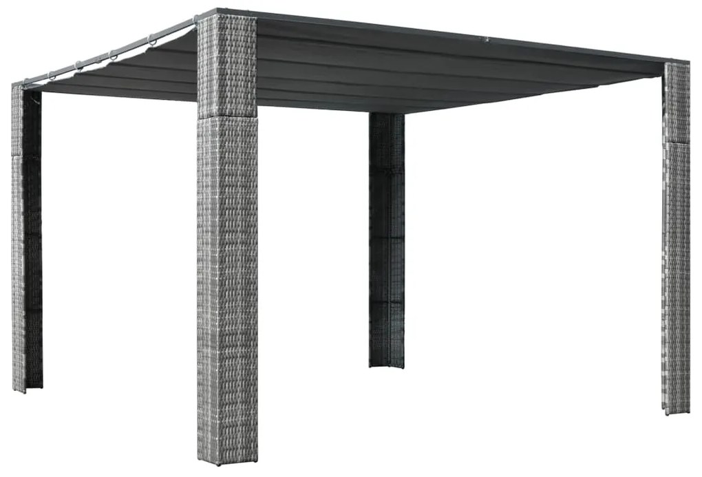 vidaXL Gazebo ccom teto em vime PE 300x300x200 cm cinzento e antracite