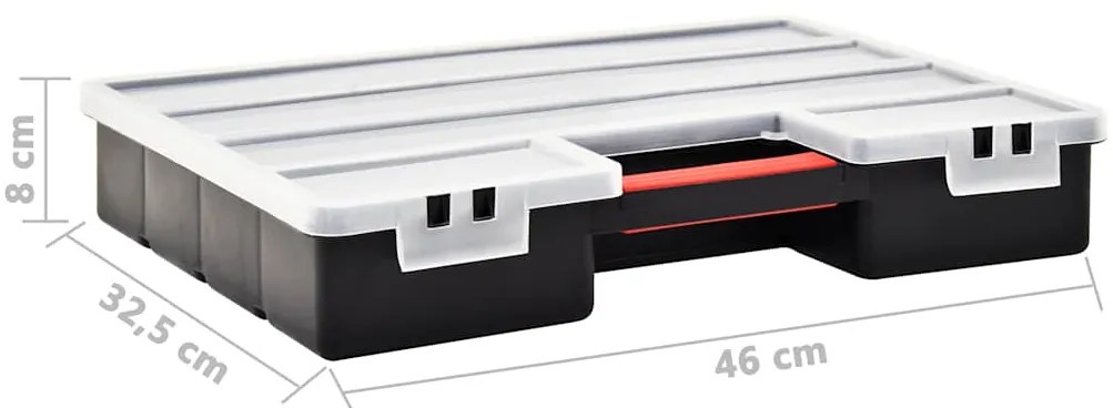Caixas com divisórias ajustáveis 2 pcs 460x325x80 mm plástico