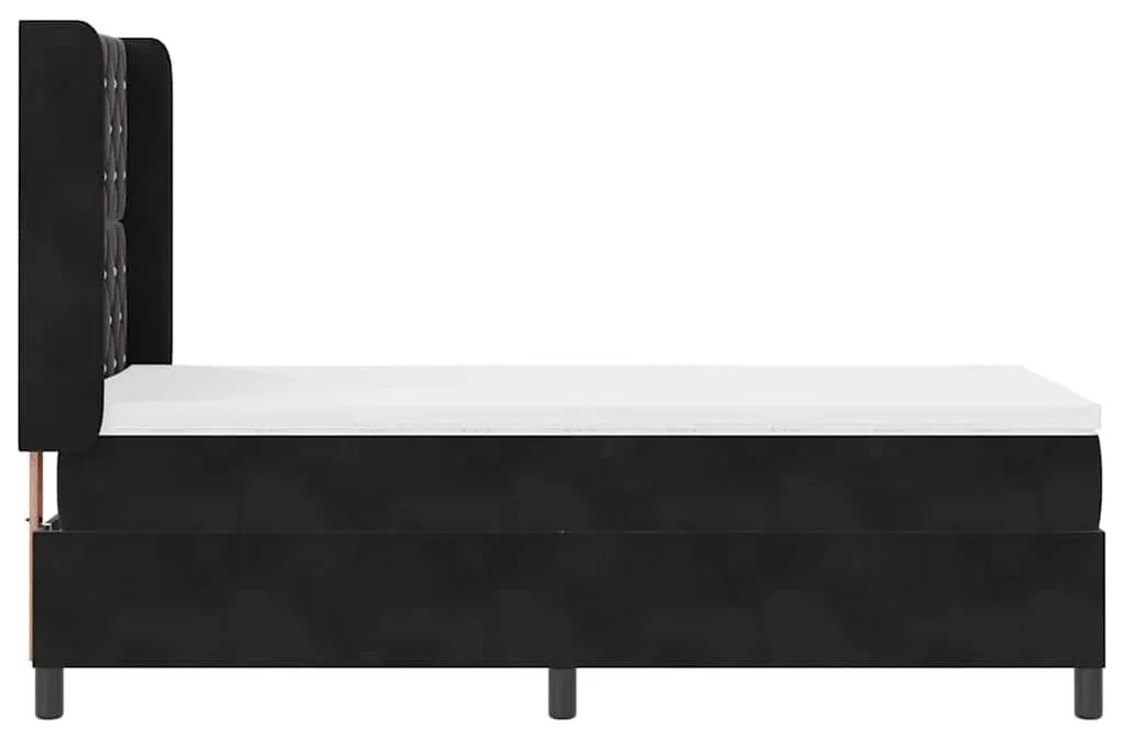 Cama Box Spring vidaXL com Colchão e LED Preto 90x200 cm Veludo