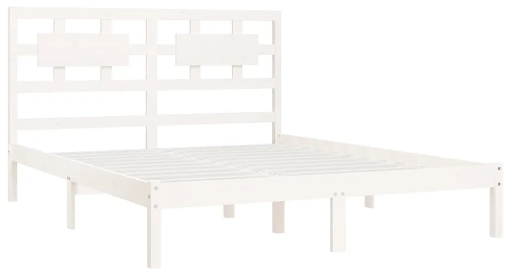 Estrutura de cama 140x200 cm madeira de pinho maciça branco