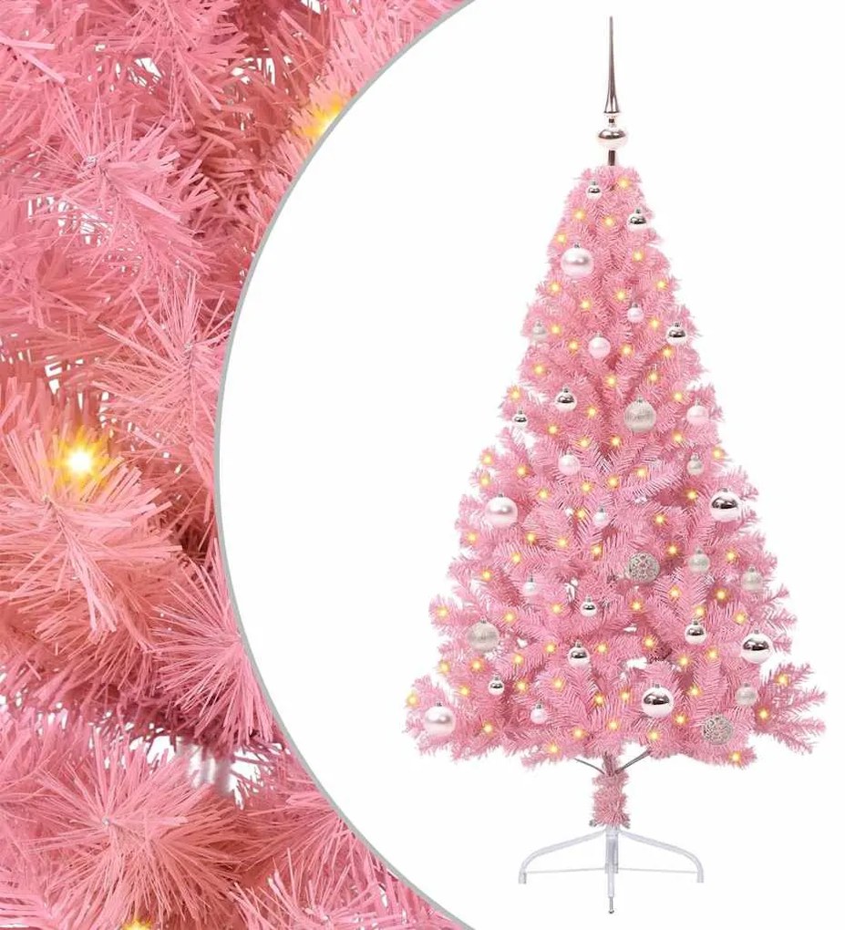 vidaXL Árvore de Natal Artificial Pré-iluminada Rosa 150 cm PVC