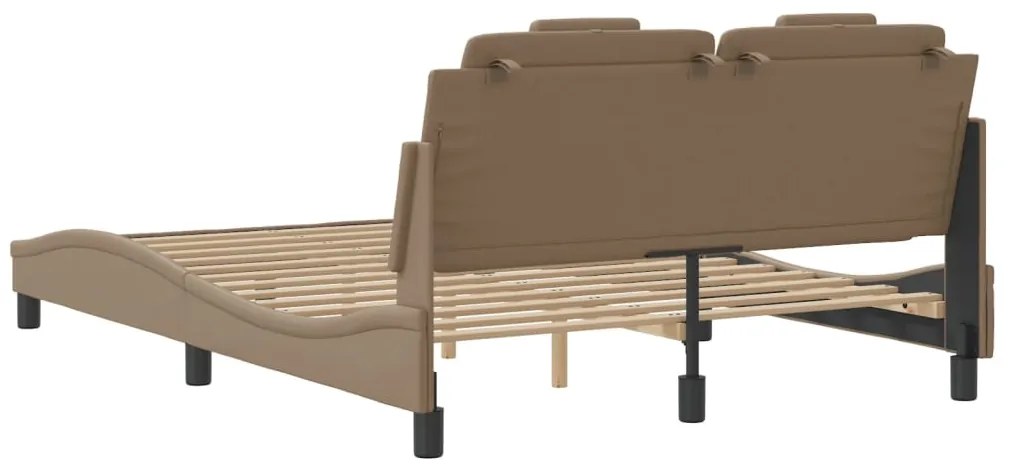 Estrutura cama c/ luzes LED 120x200 couro artificial cappuccino