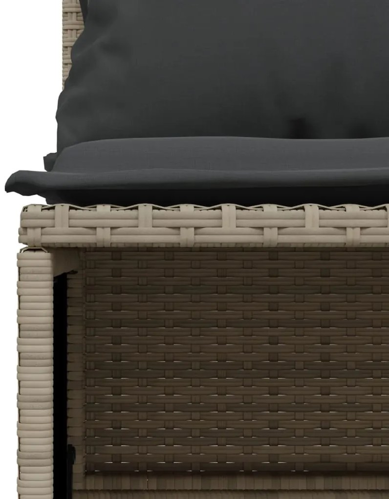 5 pcs conj. sofás jardim c/ almofadões vime PE cinzento-claro