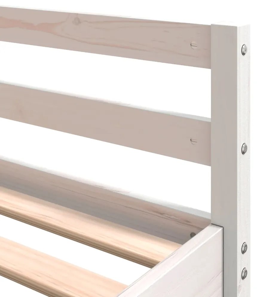 Cama alta c/ secretária e escada 180x200 cm pinho maciço branco