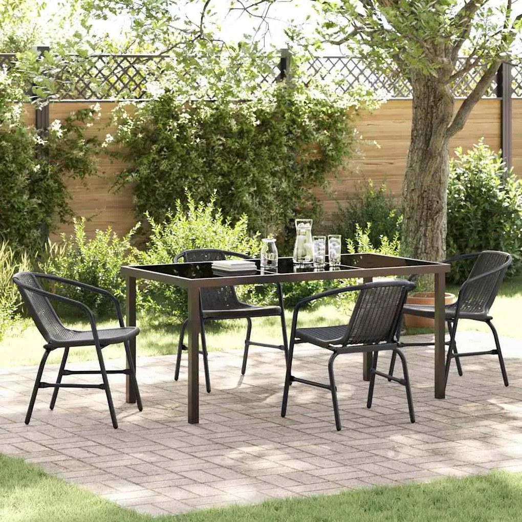 vidaXL Conjunto de Jantar de Jardim 5 Peças Preto em Rattan Sintético
