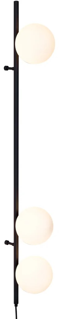 Candeeiro de Parede de Design Preto com Vidro Fosco 3-Luzes - Vertical Design