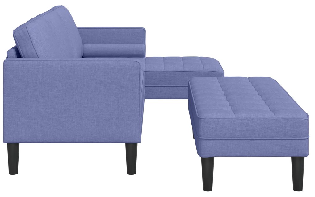 Conjunto de Sofá de 2 Peças com Almofadas Azul Jeans Tecido