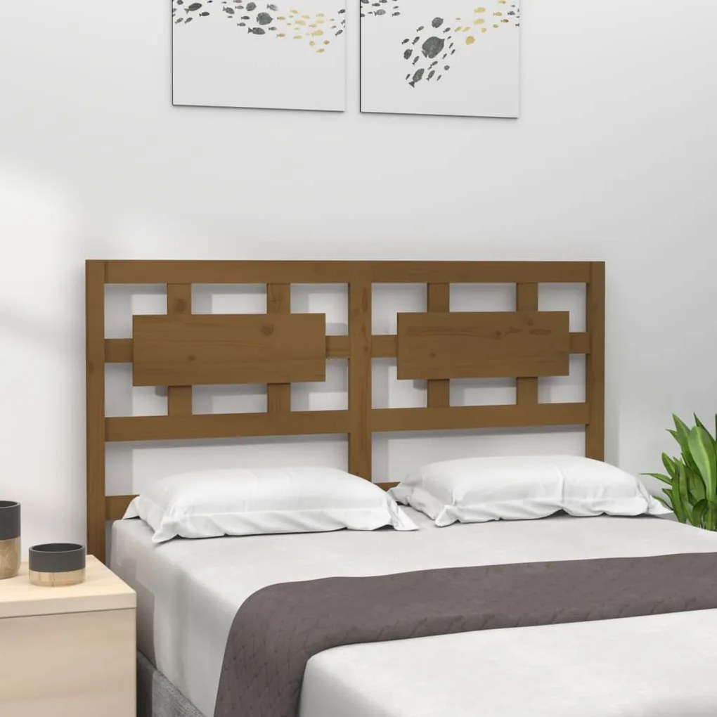 818058 vidaXL Cabeceira de cama 185,5x4x100 cm pinho maciço castanho mel