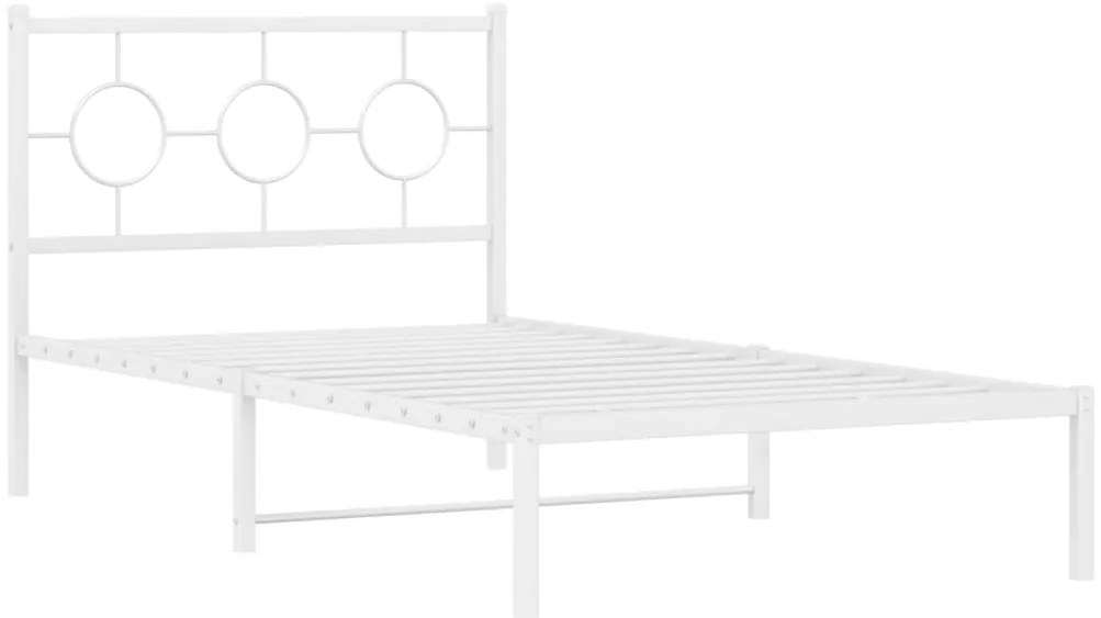 Estrutura de cama com cabeceira 100x190 cm metal branco