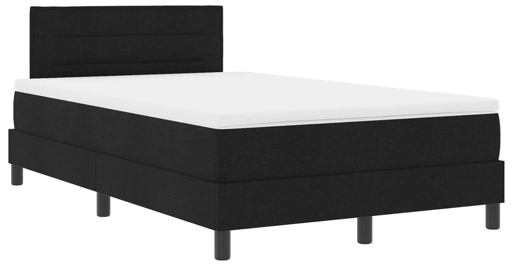 Cama Box com Colchão & Luz LED Preta 120x190 cm Tecido