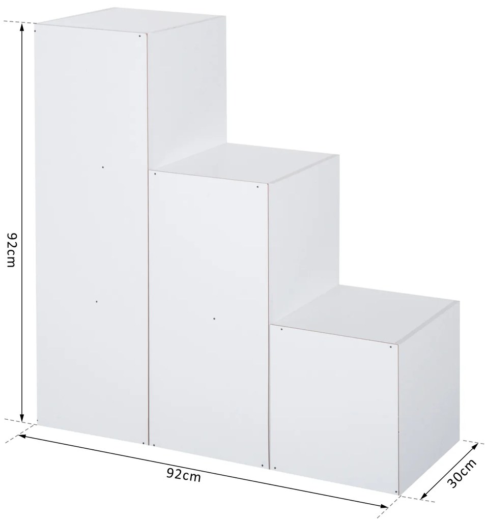 Estante em Forma de Escada Armário de Arrumação 6 Cubos Estante de Pé Estante de Exposição 91,5x29,5x91,5cm Madeira