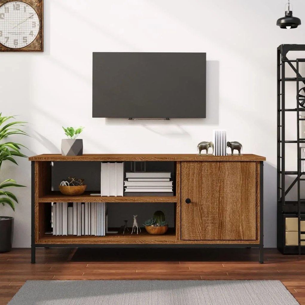 vidaXL Móvel p/ TV 100x40x45 cm derivados de madeira carvalho castanho