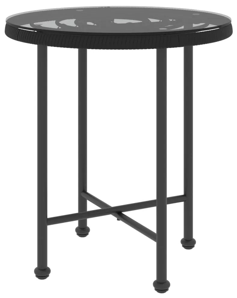 3 pcs conjunto de jantar para jardim vime PE preto