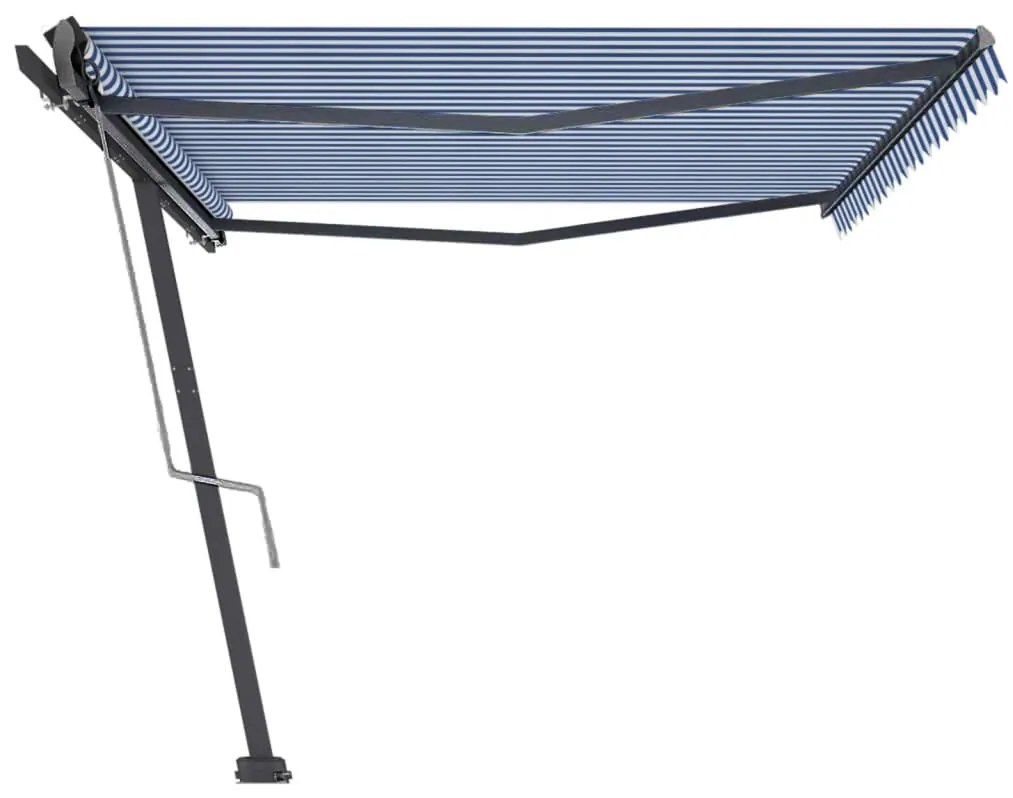 Toldo automático independente 500x300 cm azul e branco