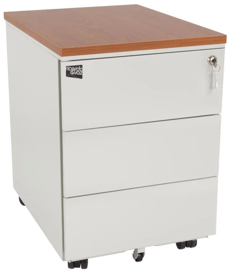 Bloco Gavetas 400x540x520 mm Cinza com Tampo Cerejeira - Riva