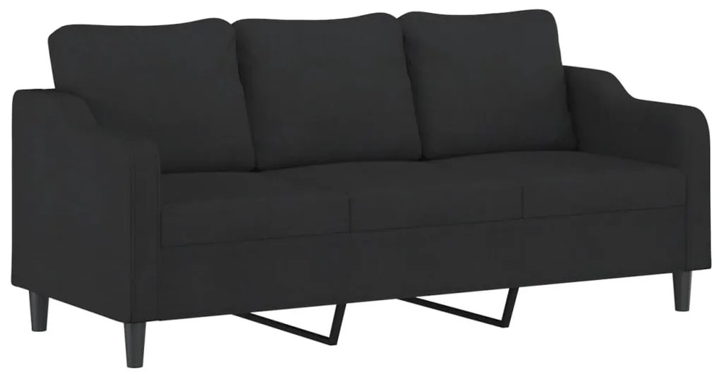 2 pcs conjunto de sofás com almofadas tecido preto