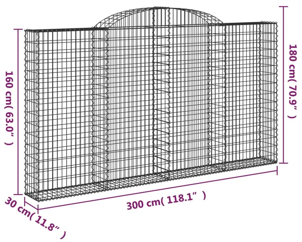 Cestos gabião arqueados 6pcs 300x30x160/180cm ferro galvanizado