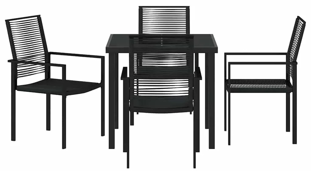 Conjunto de jantar de jardim com 5 peças em PVC rattan preto