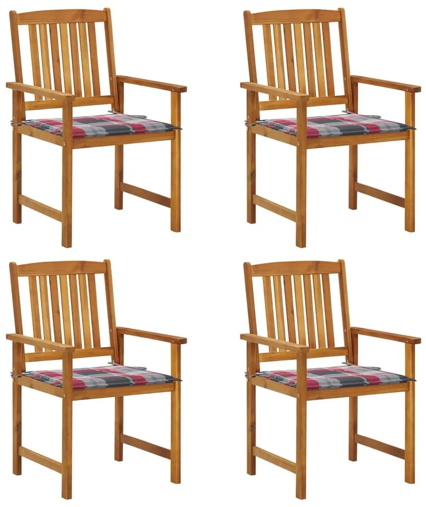 Cadeiras de jardim c/ almofadões 4 pcs madeira de acácia maciça