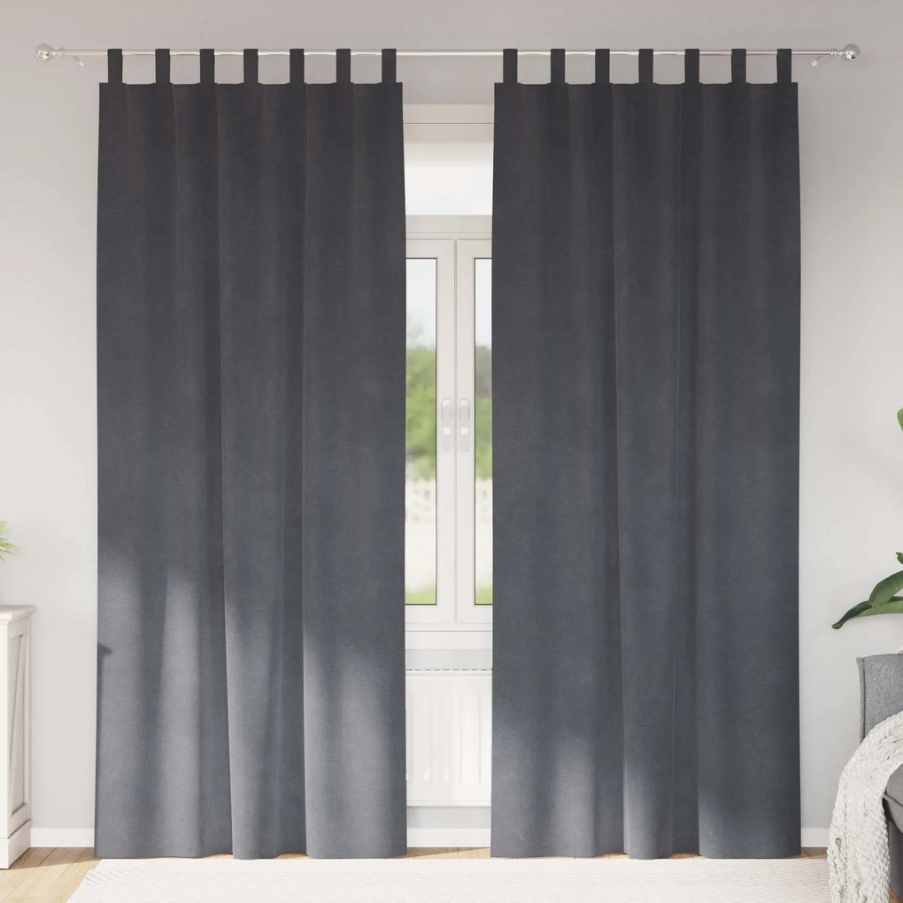vidaXL Cortinas opacas 2 pcs Cinzento-claro 140 x 260 cm Veludo