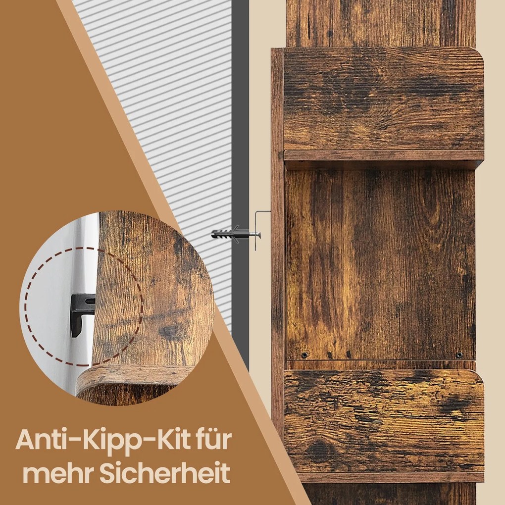 Estante com 13 compartimentos, prateleira de arrumação 25 x 86 x 140 cm castanho vintage