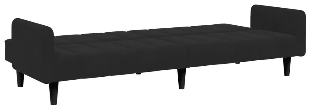 Sofá-cama 2 lugares c/ apoio de pés veludo preto