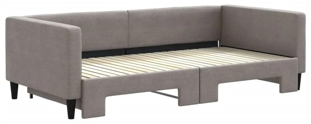 Sofá-cama com gavetão 100x200 cm tecido cinzento-acastanhado