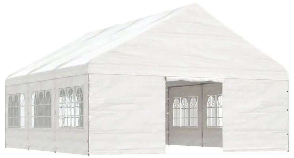 Gazebo com telhado 6,69x5,88x3,75 m polietileno branco