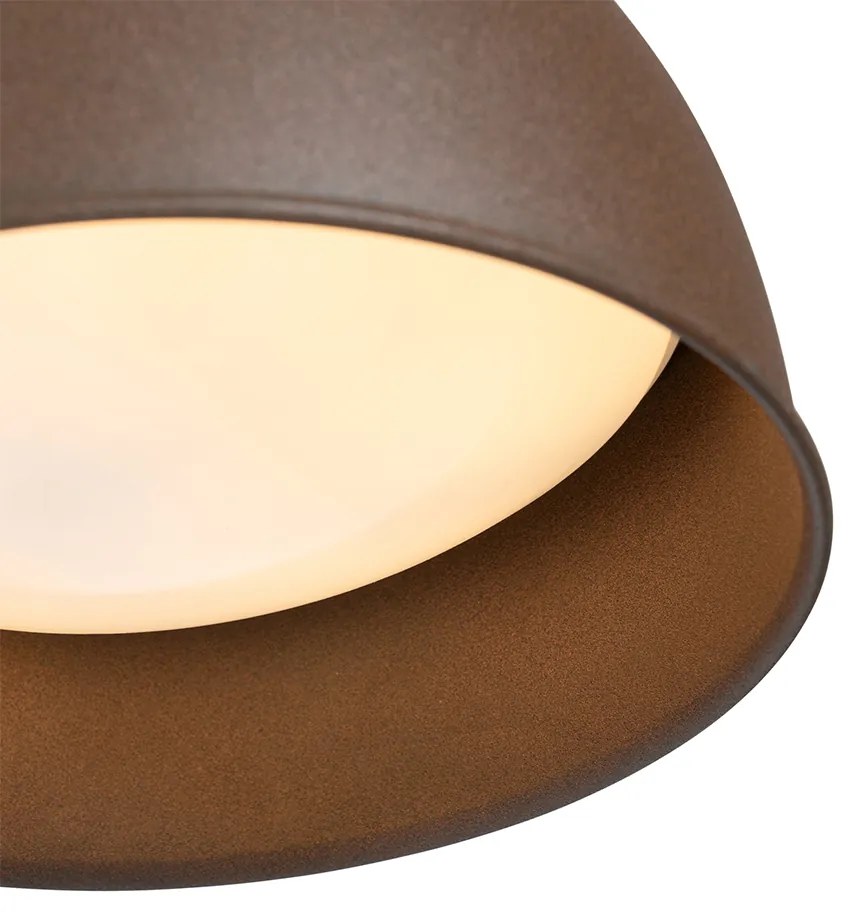 Candeeiro de parede exterior industrial castanho ferrugem redondo IP44 - Natas