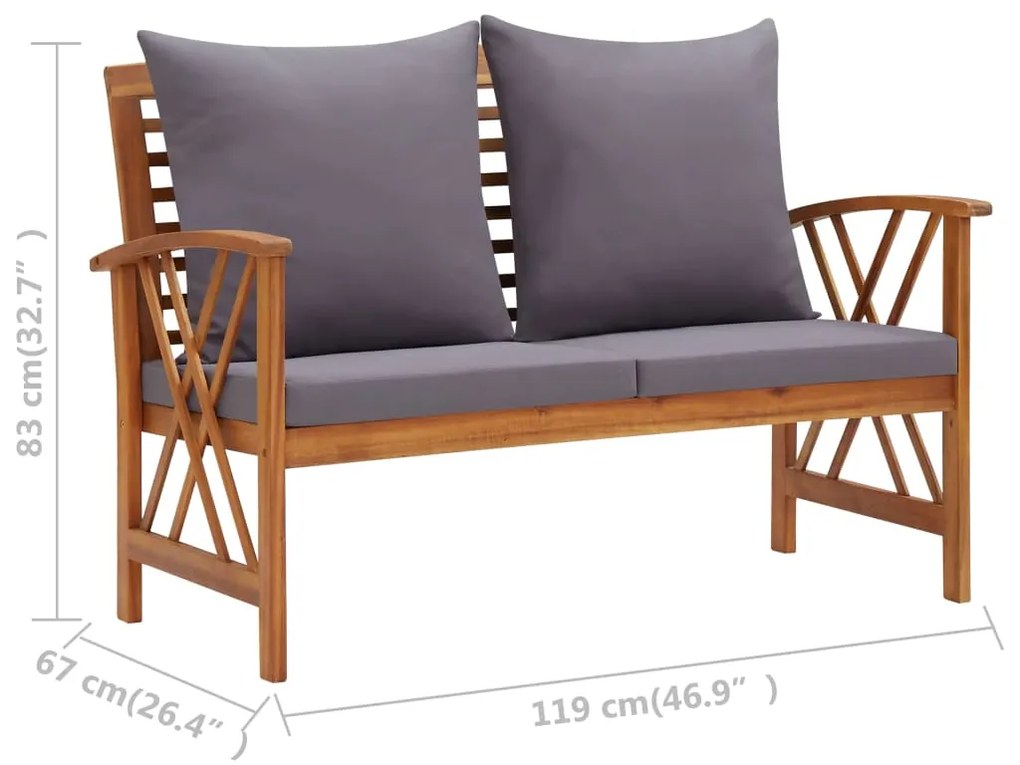 5 pcs conjunto lounge de jardim c/ almofadões acácia maciça