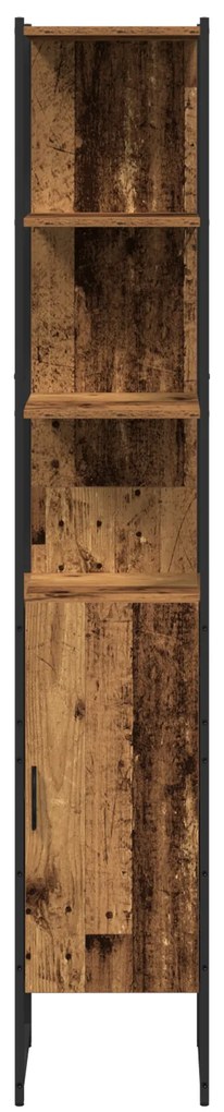 Gabinete de pia de banheiro com pia embutida em madeira velha