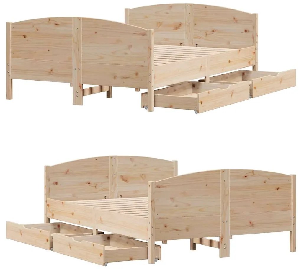 Cama sem colchão 140x190 cm madeira de pinho maciça