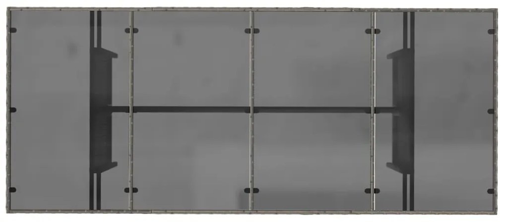 Mesa de jardim com tampo de vidro 190x80x75 cm vime PE cinza