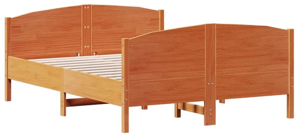 Cama sem colchão 140x200 cm madeira pinho maciça castanho-mel