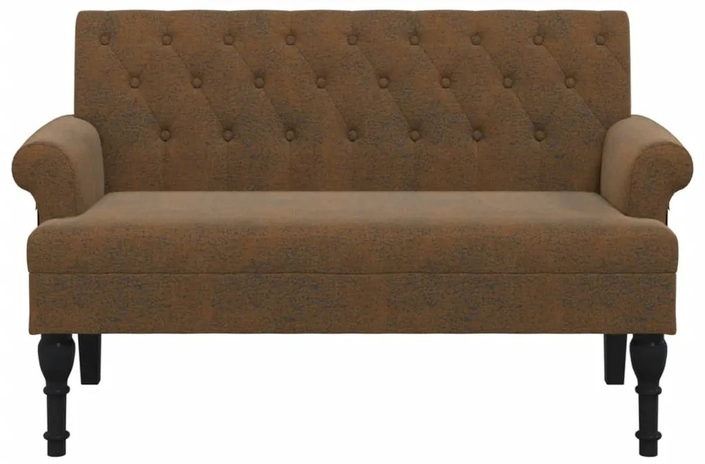 Banco com encosto 120x62x75,5 cm camurça artificial castanho