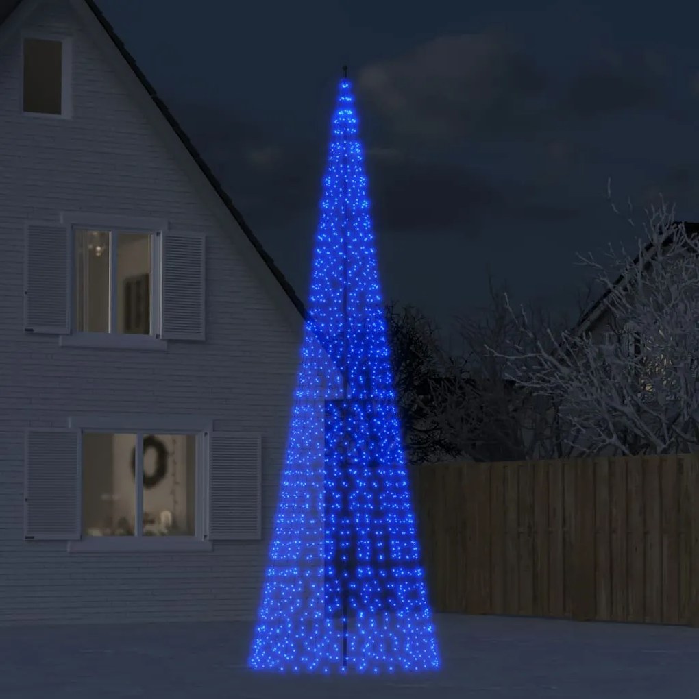 Árvore de Natal LED no mastro 1534 LEDs Azul 500 cm