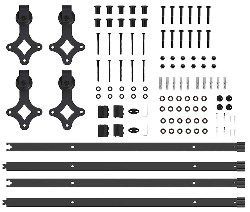 Kit de ferragens para porta deslizante 213,5 cm aço preto