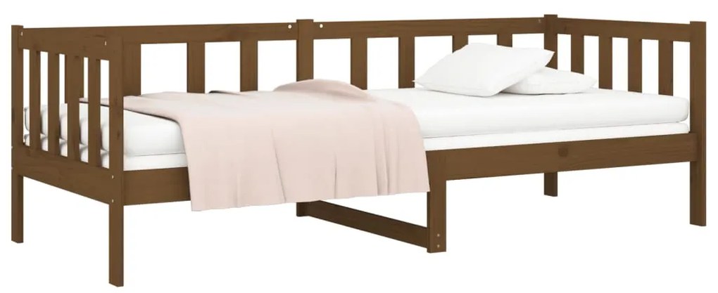 Sofá-cama 90x190 cm madeira de pinho maciça castanho mel