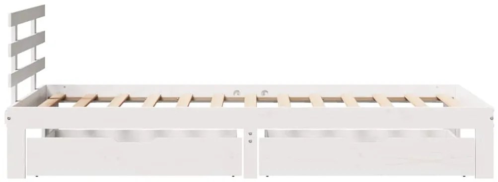 Estrutura de cama com gavetas 75x190 cm pinho maciço branco
